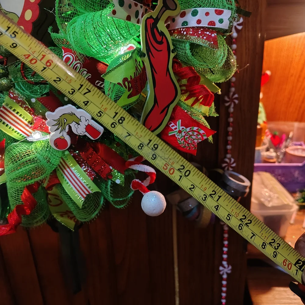 Festive Grinch Holiday Wreath - Green and Red